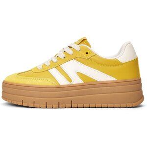 Women's Yellow Platform Gum Thick Sole Classic Rubber Fashion Sneakers